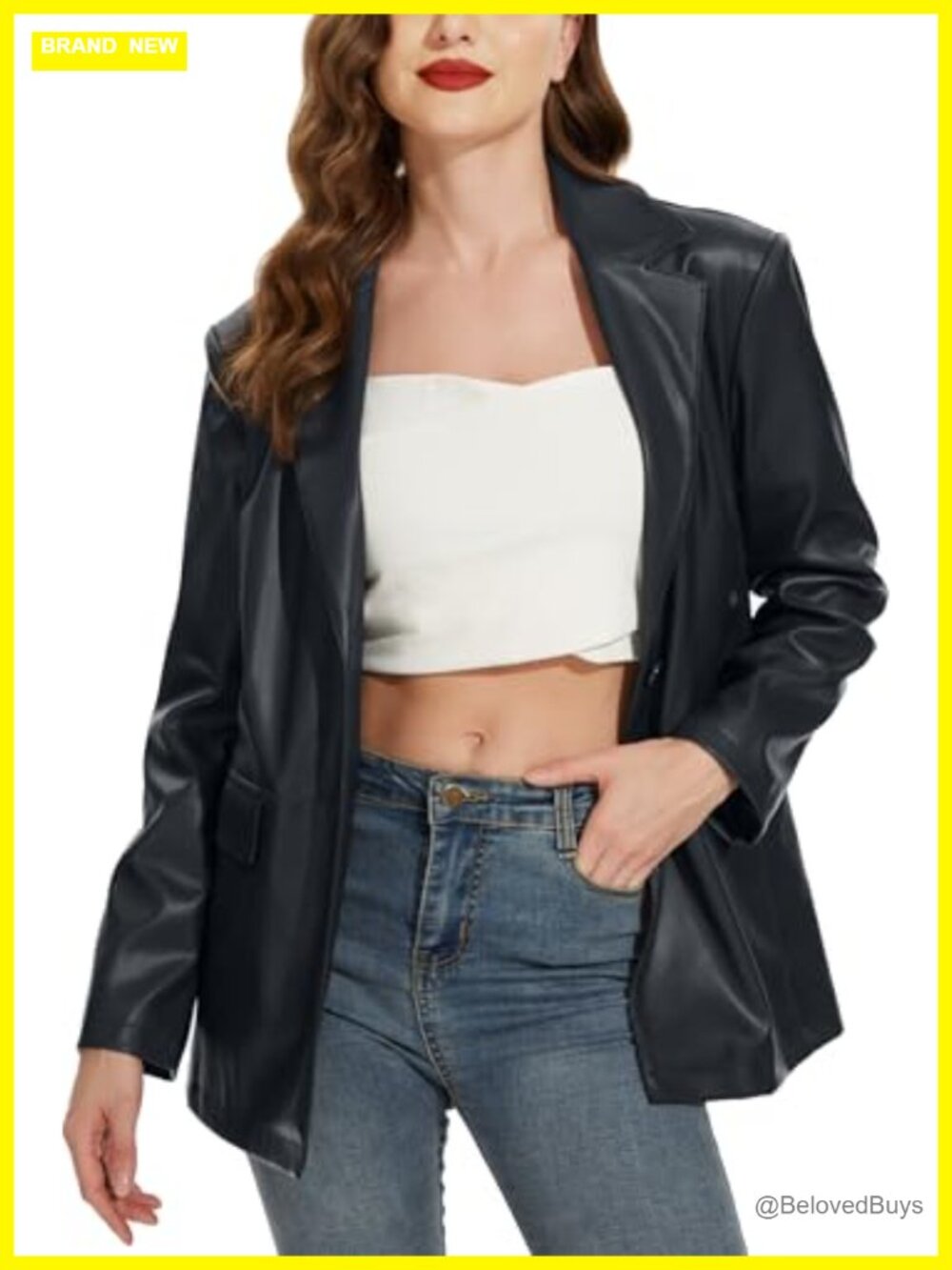 Faux Leather Blazer, Vintage Moto Style Coat, S-XXL